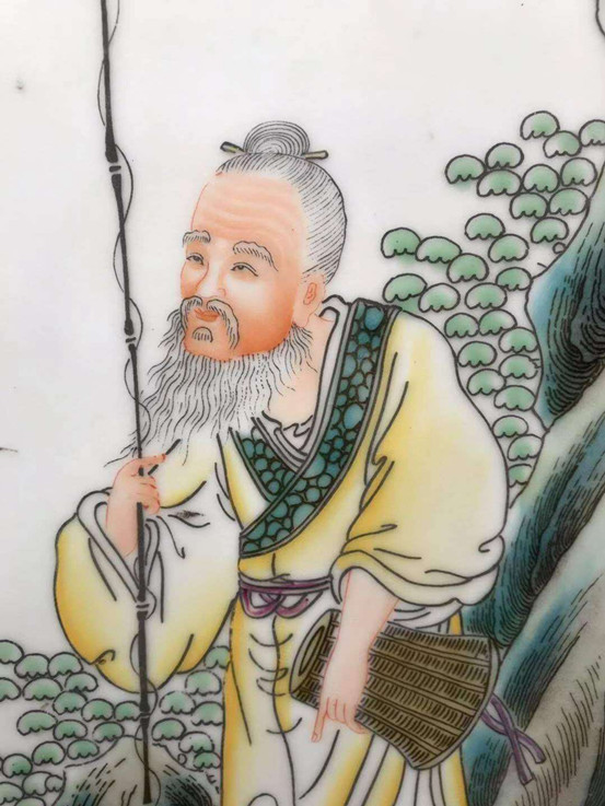 精品赏析—王琦瓷板画渔翁垂钓