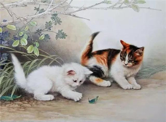 国画里的小猫咪，憨态可掬，活灵活现，太可爱了！