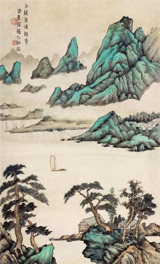 著名收藏家张伯驹先生的夫人、著名的青绿山水画家潘素作品欣赏