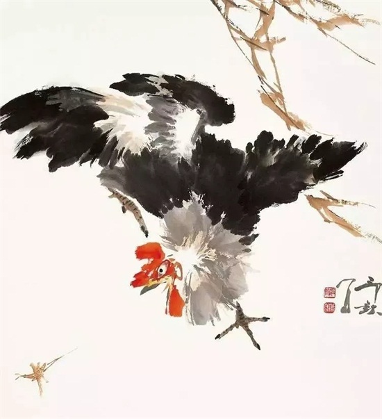 陈大羽鸡    2,萧朗画鸡       萧朗(1917—2010),名 